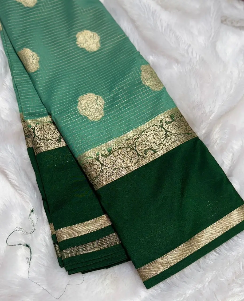 Emerald Gulabi Royale with Antique Gold Zari Mysore Silk Saree